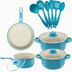 Non-Stick Cookware Set with Comfort Handles - Blue